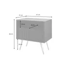 Table de chevet Bello avec un tiroir à façade à lamelles, noir / chêne wotan