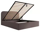 Łóżko tapicerowane 140x200 cm Sonvivo z pojemnikiem na pościel brązowe boucle stelaż metalowy