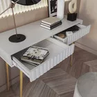 Coiffeuse Bello 104 cm blanche avec pieds dorés