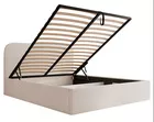 Łóżko tapicerowane 140x200 cm Sonvivo z pojemnikiem na pościel jasnobeżowe szenil stelaż metalowy