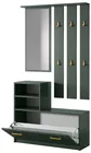 Ensemble d'entrée Yesfir vert bouteille avec miroir, cintres, étagères et meuble à chaussures
