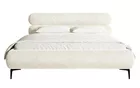 Łóżko tapicerowane 180x200 cm Roule z pojemnikiem stelaż metalowy kremowe szenil nóżki czarne