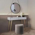 Coiffeuse Bello 104 cm blanche avec pieds dorés