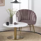 CORBINES Table basse ronde diamètre 80 cm marbre blanc sur pied laiton