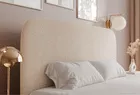 Łóżko tapicerowane 140x200 cm Sonvivo z pojemnikiem na pościel kremowe boucle stelaż metalowy
